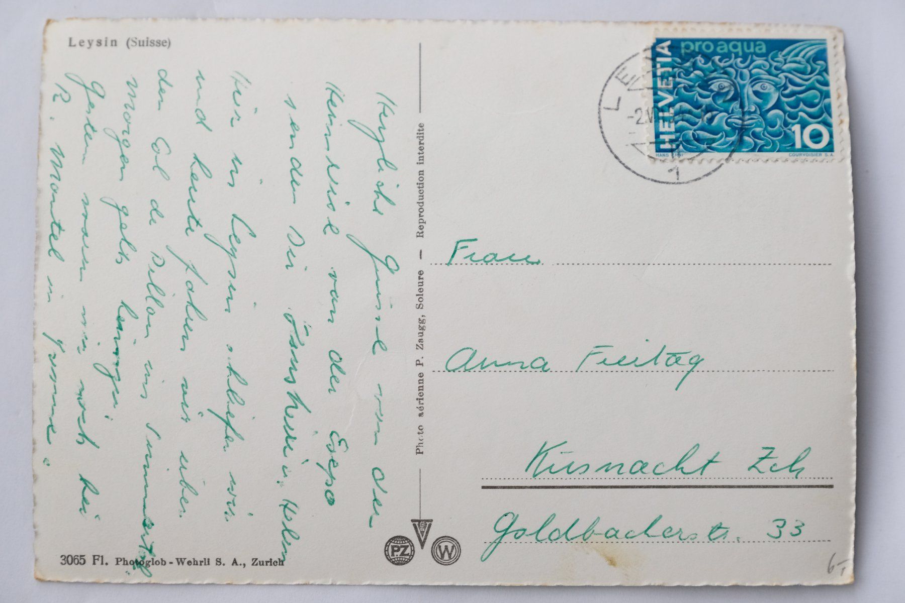 Cartoline postali: 2 Ansichtskarten Leysin um ca. 1930 und 1954 – Usato da Ehrendingen venduto da nicoro50 3