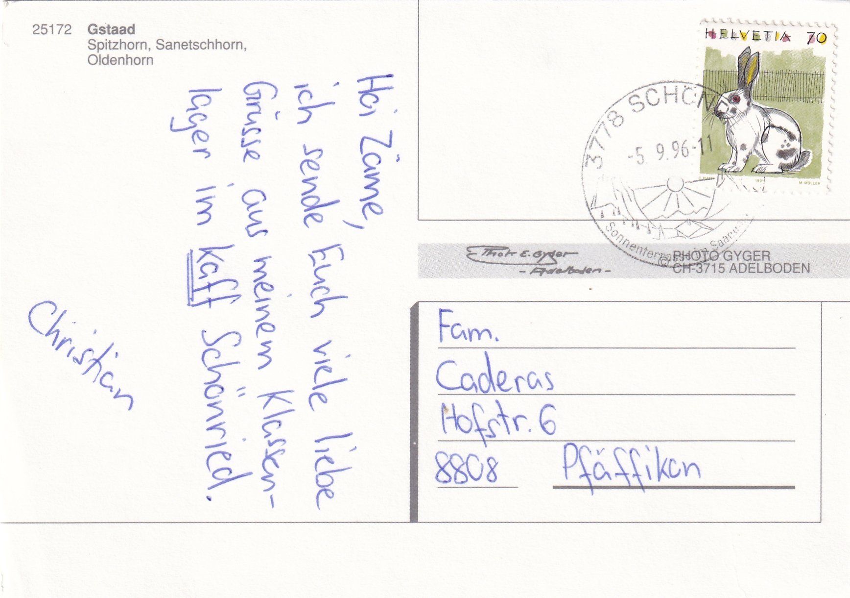 Cartoline postali: Gstaad /ay – Usato da Hombrechtikon venduto da Rudolf07 1