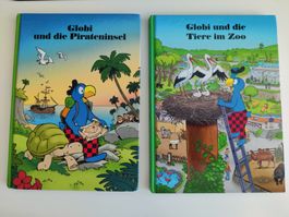 Globi – 2 Bücher – Pirateninsel & Tiere im Zoo