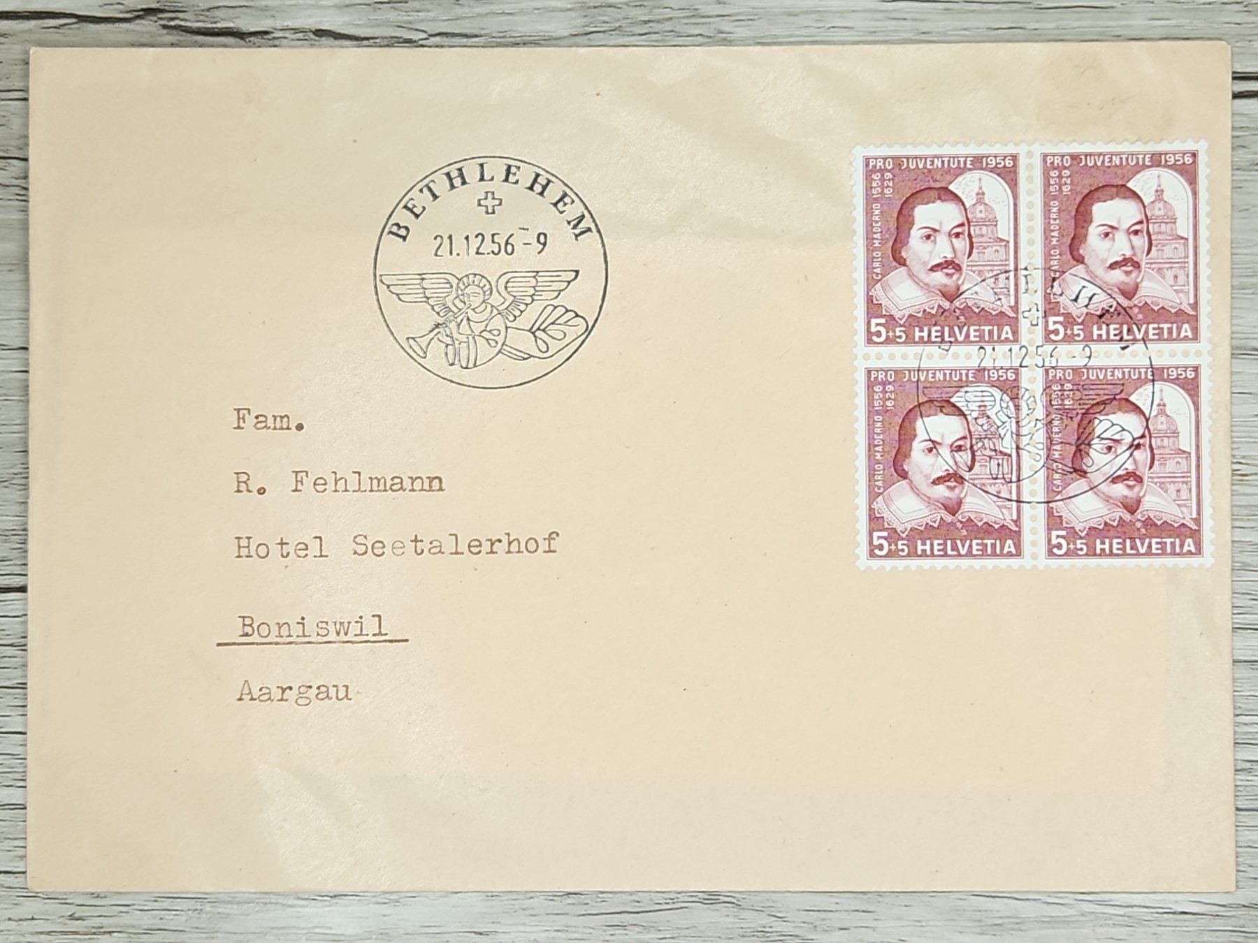 Tutti i francobolli: CL02 Enveloppe + Timbre Suisse 1956 – Usato da Cousset venduto da Patrick_Collections