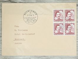 CL02 Enveloppe + Timbre Suisse 1956