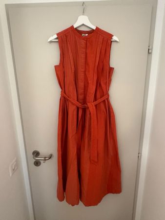 Orange Uniqlo Dress Size S Sleeveless Belted Midi