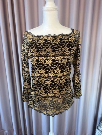 Schickes Collection Shirt, Grösse 42, Gold/Schwarz Spitze