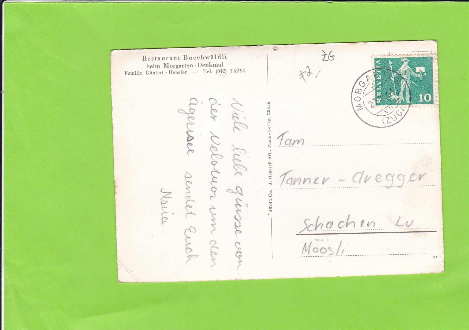 Cartoline postali: Morgarten – Usato da St. Peterzell venduto da neckertal 1