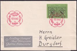 1943, W17L+R auf erstklassig sauberem Erstagsbrief, 250.-++