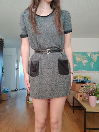 Damen Kleid WE- grau schwarz- Grösse M