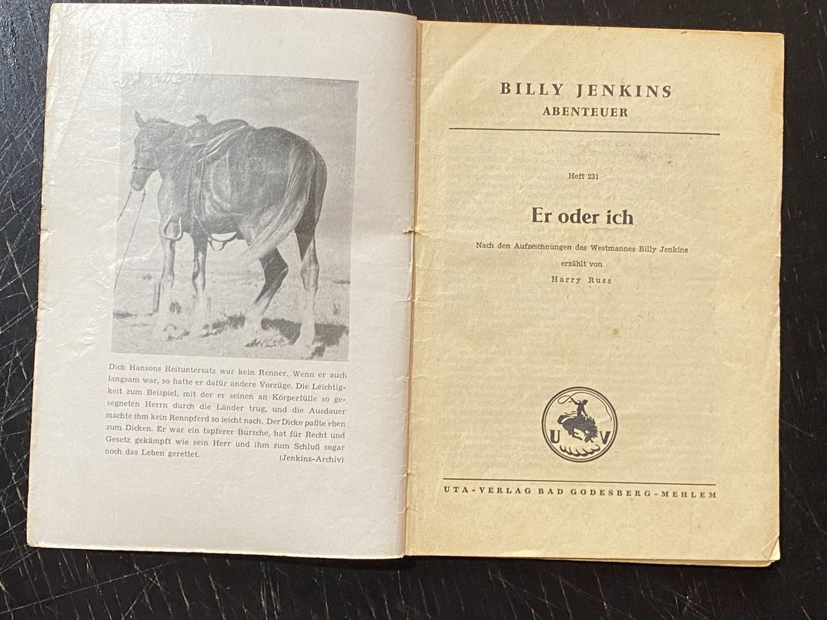 Libri: Antiquität: BILLY JENKINS / ER oder ICH /Feiner Western – Usato da Zuerich venduto da SonderArt-Wertgut 1