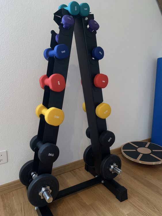 MF Hantelset Hexagon Gummiert 5 - 25KGS + Rack Zum Besten Preis Kaufen
