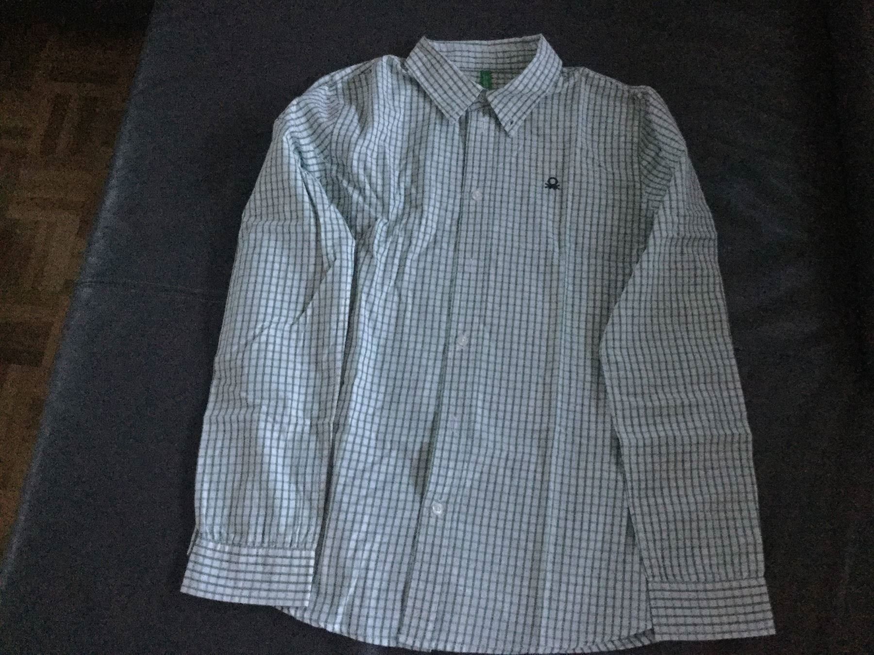 Benetton Camicie, T-shirt & Polo: Hemd weiss/grün/kariert – Usato da Horw venduto da Benny017