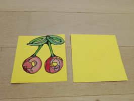 Handgemalte Karte im Sommerdesign mit Umschlag 15 cm X 15 cm