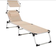 Sonnenliege Lorella beige gepolstert, klappbar, mit Alumini