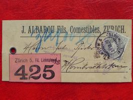 1897: 69D auf Paket-Anhänger: Zürich nach HOMBRECHTIKON