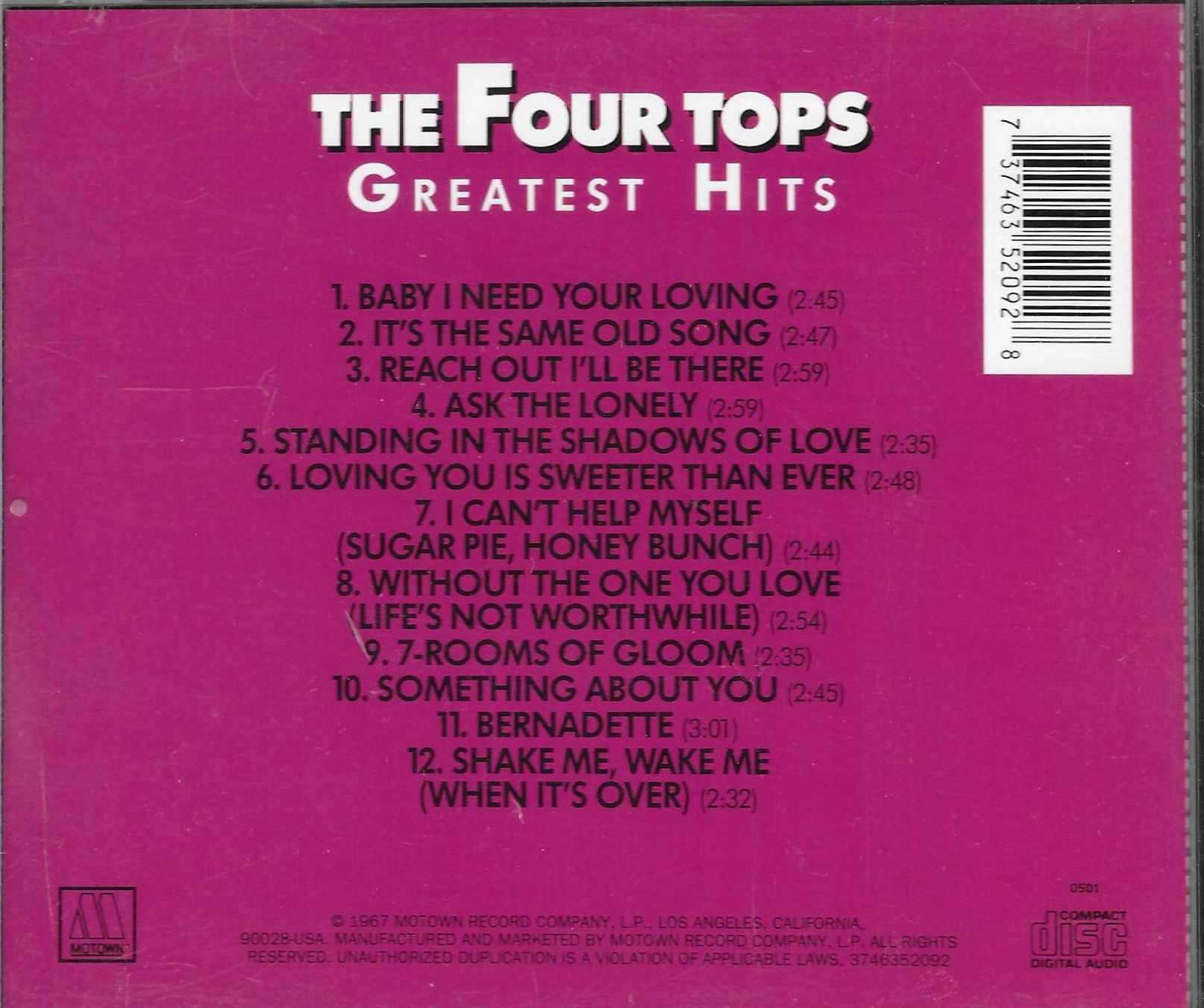 CD: THE FOUR TOPS  -  GREATEST HITS – Usato da Bex venduto da Giorgiob 1
