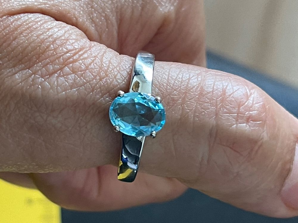 Bague En Argent 925 Avec Onyx Facetté - Taille 55 - Occasion - Sans Marque