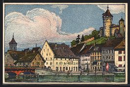 Schaffhausen, Schifflände mit Burg