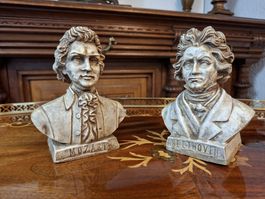 2er Set Buesten Mozart und Beethoven Komponisten Figuren