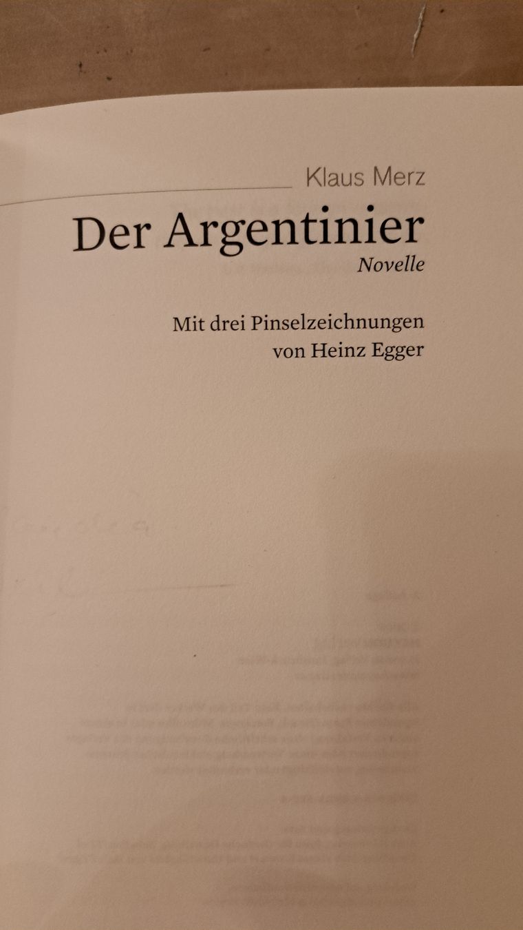 Libri: Klaus Merz, Der Argentinier, Novelle – Usato da Zürich venduto da chusel 4
