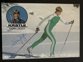 Signierte Autogrammkarte Karin Jäger Langlauf Deutsche Meist