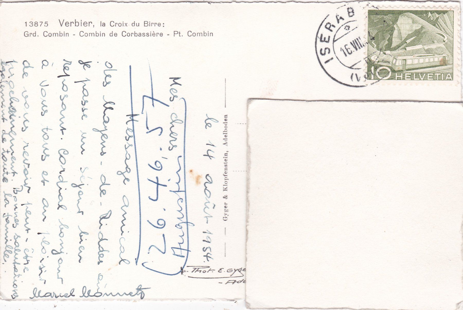 Cartoline postali: Verbier le Croix du Birre 1954 – Usato da Herisau venduto da Lisegrat2008 1