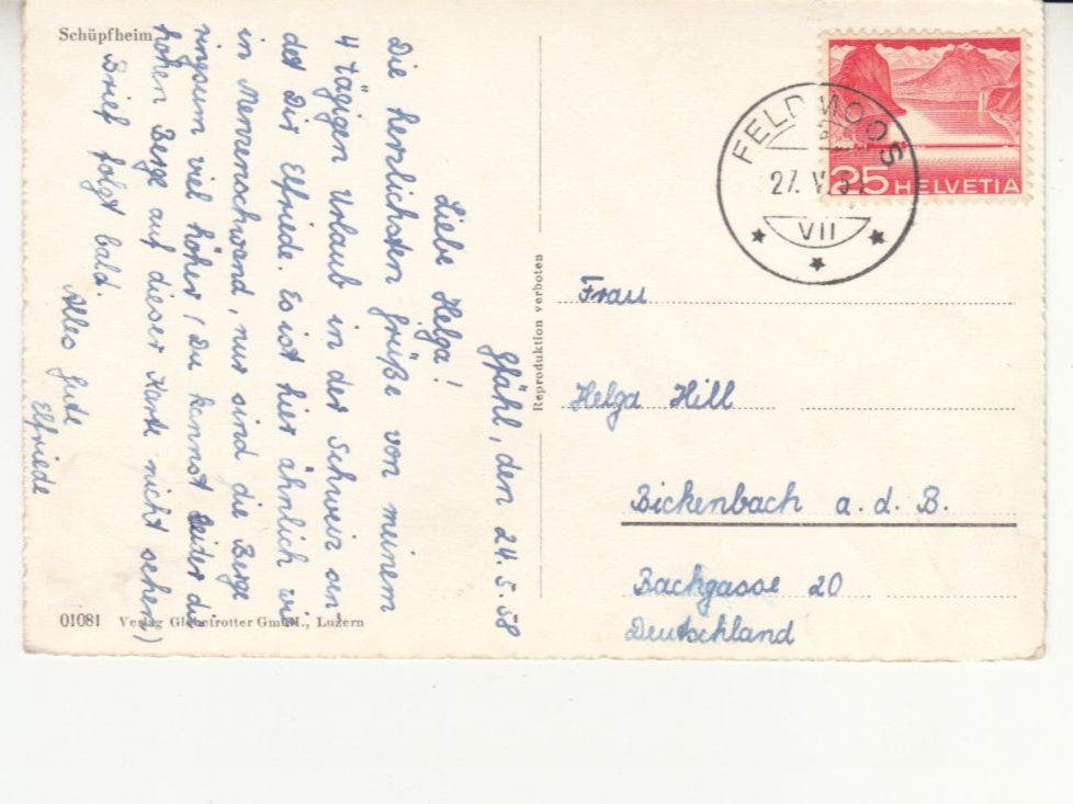 Ansichtskarten: Schüpfheim 1958 – Gebraucht aus Bürglen TG von StampGraf 1