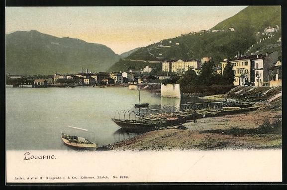 Cartoline postali: AK Locarno, Panorama mit Booten – Usato da Berlin venduto da bartko-reher