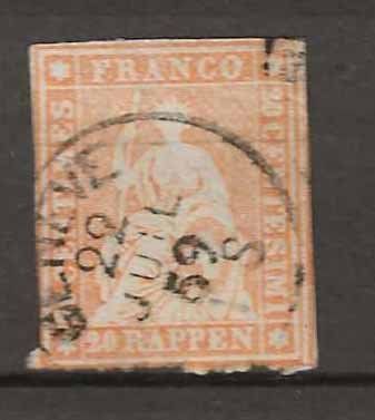 Tutti i francobolli: CH025d - Strubel 25d obl. Genève 22.7.1859 – Usato da Trélex venduto da Phil_Albert