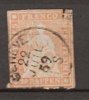 CH025d - Strubel 25d obl. Genève 22.7.1859