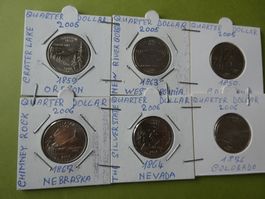 USA 2005/2006,  6 Quarter-Dolllars unzikuliert
