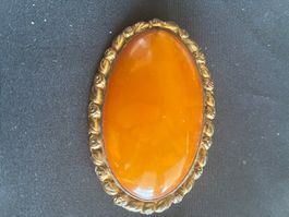 ancienne et grande broche ovale-AMBRE -baltique