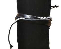 Lederarmband schwarz / weiss (neu, OVP)
