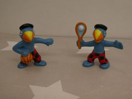 2 Globi Figuren Basketball und Tennis