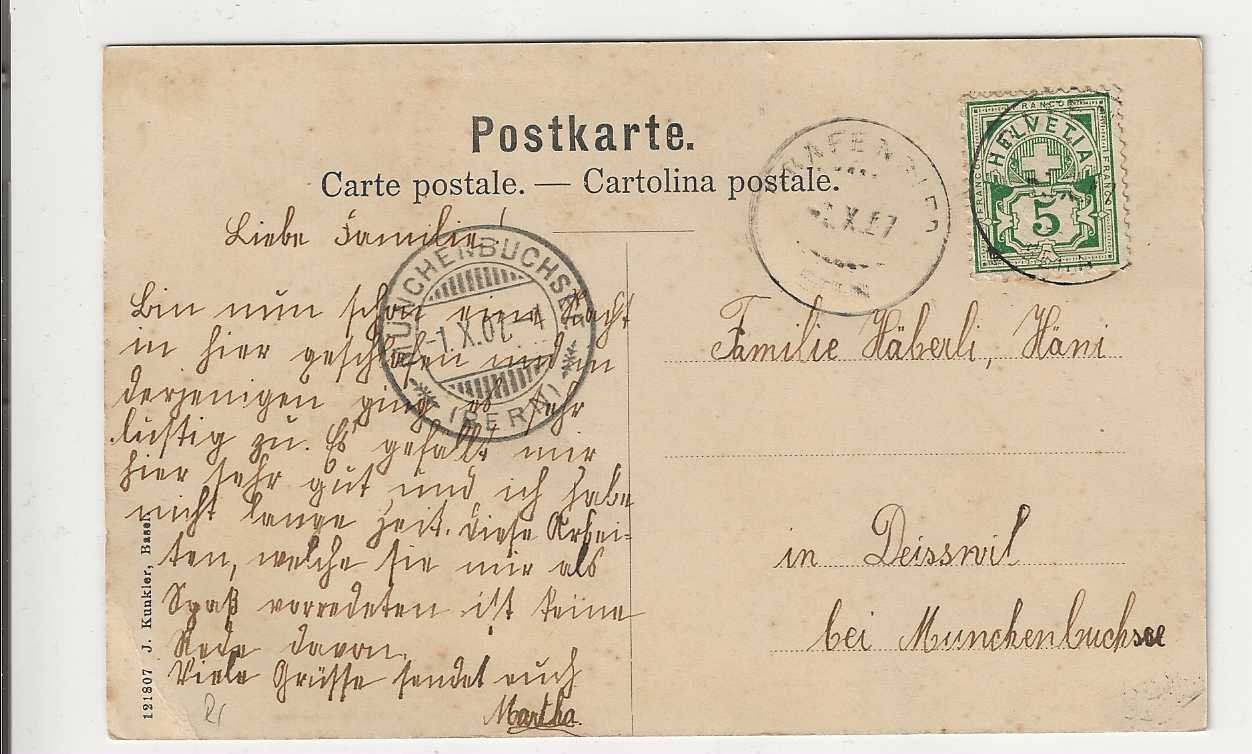 Ansichtskarten: Grafenried, 1901 – Gebraucht aus Spiez von Niesen20 1
