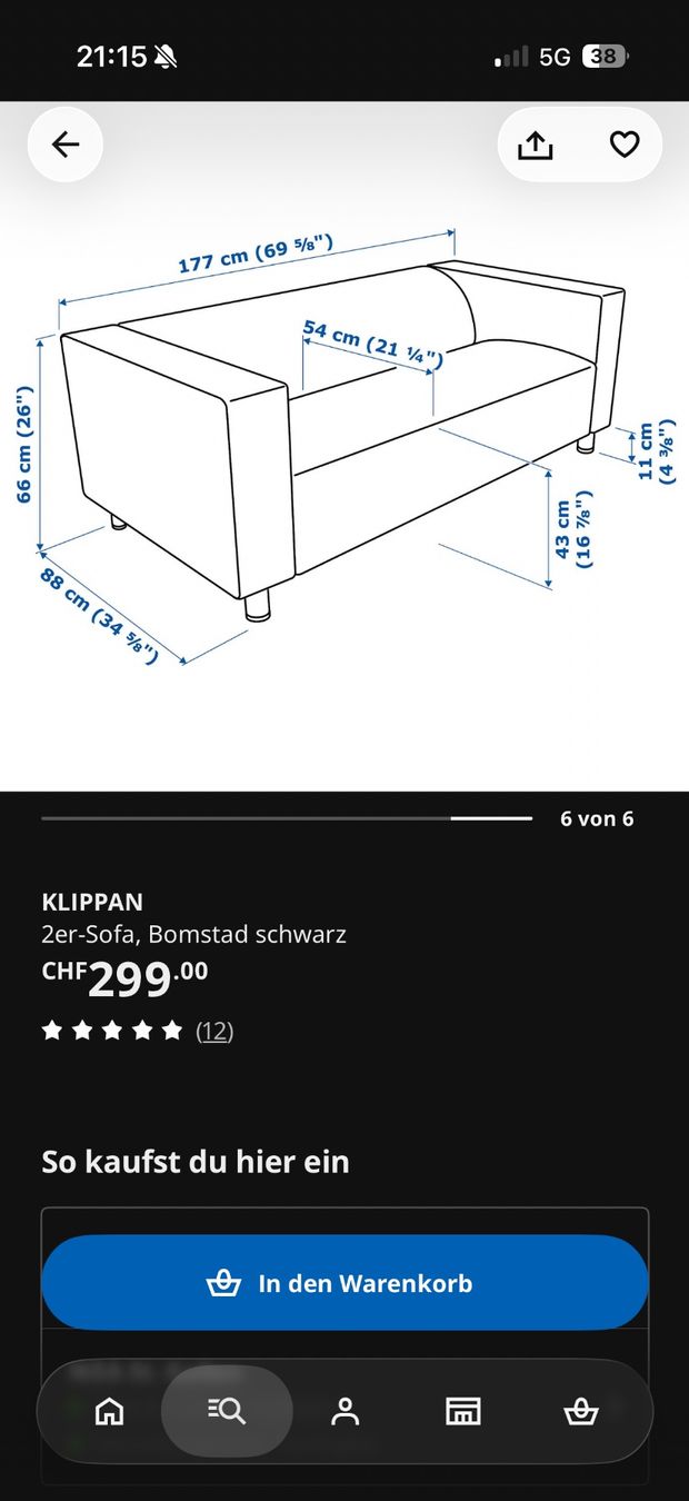 Ikea Divani: Sofa schwarz – Usato da arbon venduto da gep_7lxv 5