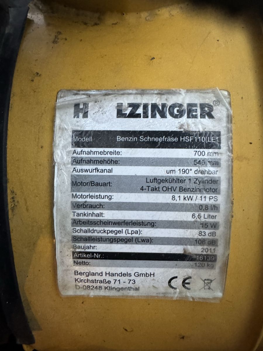 Alle Maschinen: Schneefräse Holzinger HSF110LE – Gebraucht aus Landquart von Dschlifer 5