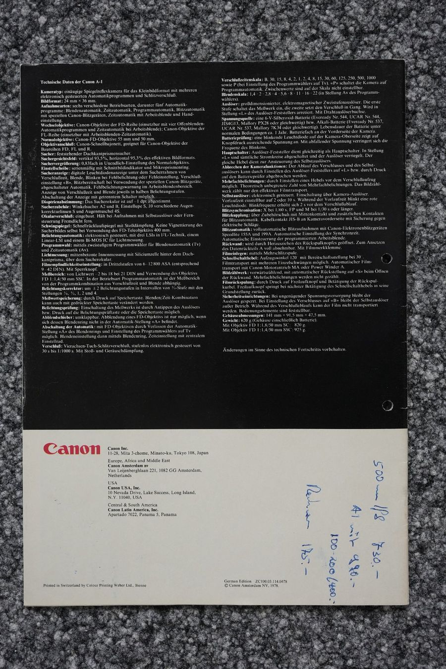 Canon Documenti: Canon A-1 Broschüre 30 Seiten 1978 – Usato da Brunnen venduto da Techfreak1 2