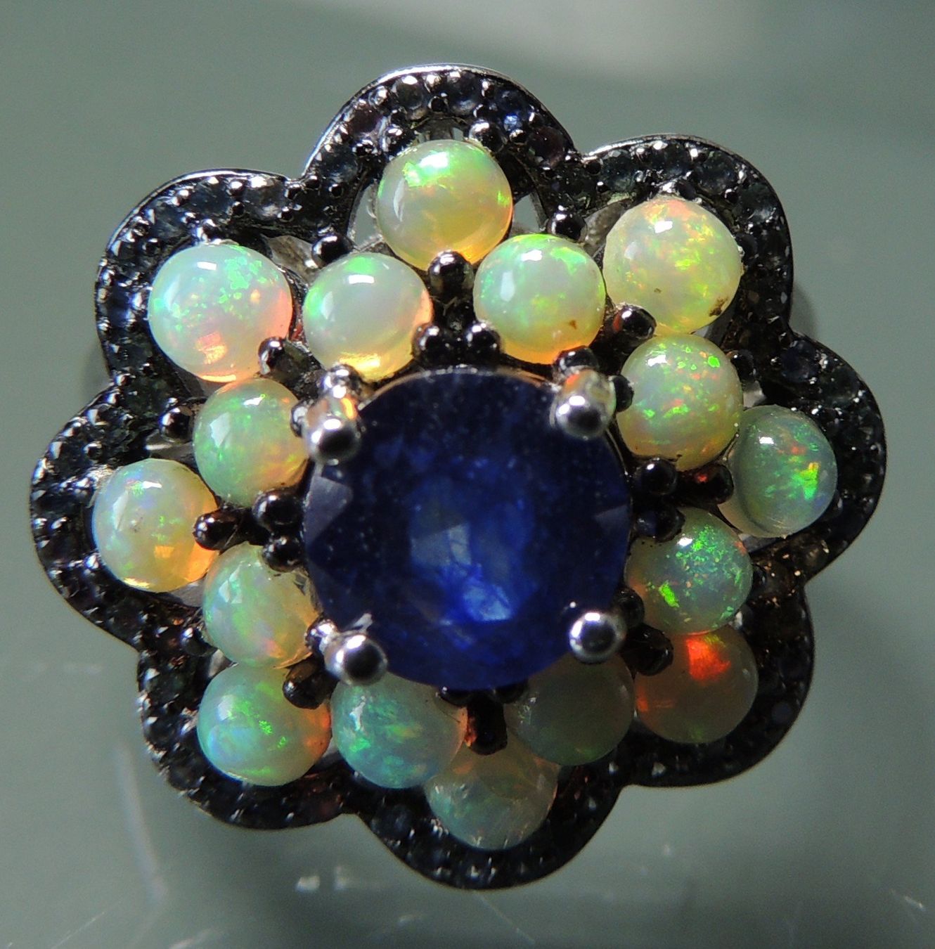 Anelli: Opal und Saphir Silber 925 Fingerring – Nuovo e nell'imballaggio originale da Waldenburg venduto da schaller707 5