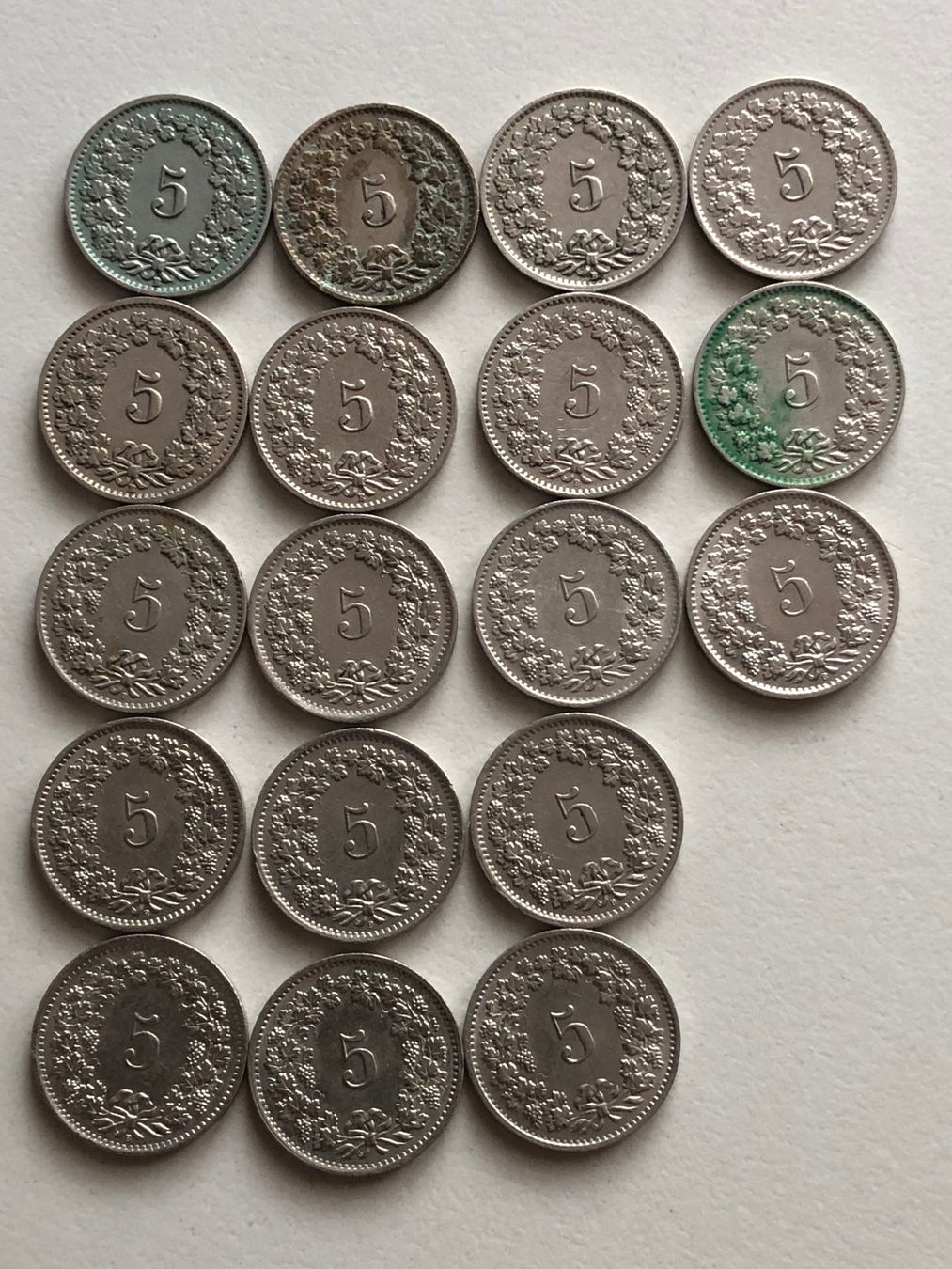 Tutti le monete: Lot mit 18  Stk. 5 Rp. 1951 - 1971 – Usato da Schötz venduto da Odpa 1