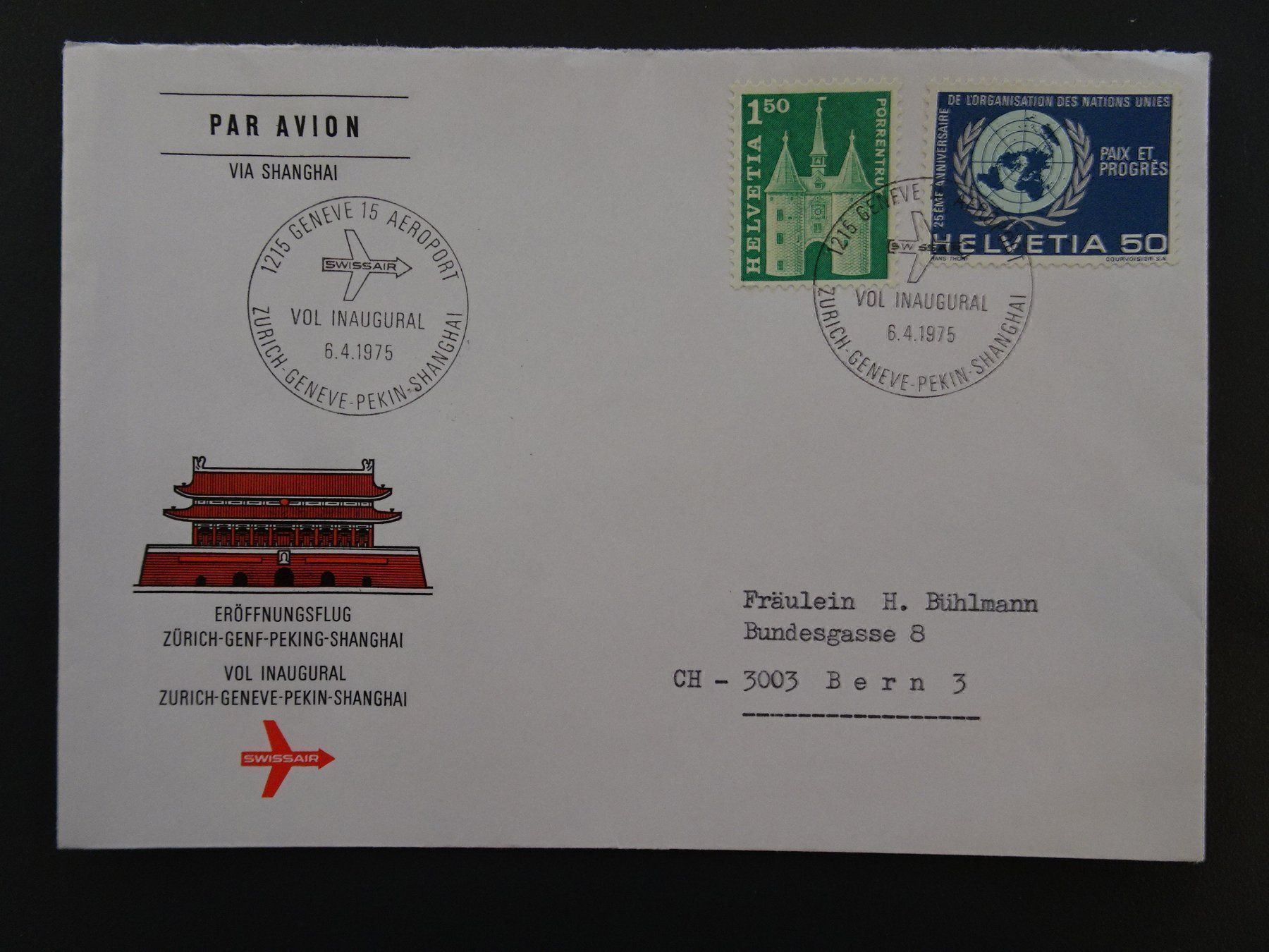 Tous les timbres: Eröffnungsflug 1975 – D'occasion à Aadorf par Chnorli-Furz 1