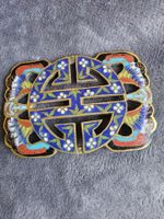 Vintage schicke Email Cloisonné Brosche CHINA, ca 1950