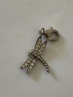 Silber Charm Anhänger Libelle  mit Steinchen
