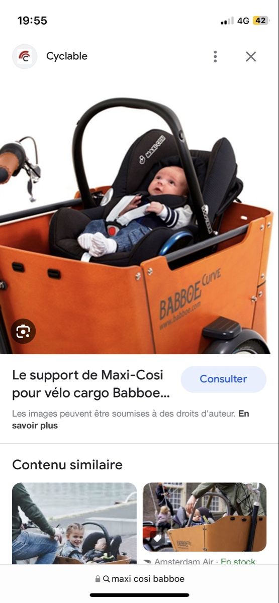 Babboe Vélos: Babboe Vélo Cargo avec support maxi cosy – D'occasion à Geneve par sophiemontalcini 5