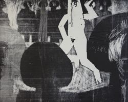 Werner Hoffmann. Komposition mit einer Figur. Holzschnitt.