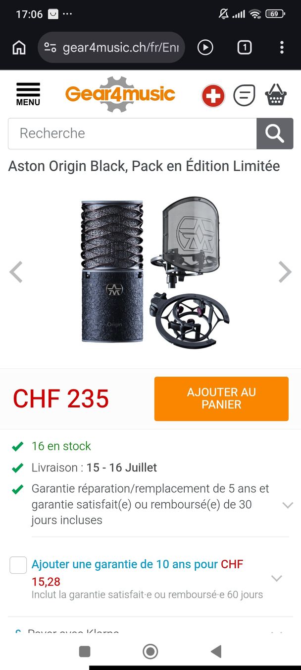 Microphones: Aston Origin Black Pack Édition Limitée Microphone – Neuf (Voir description) à Develier par chr_s2d2