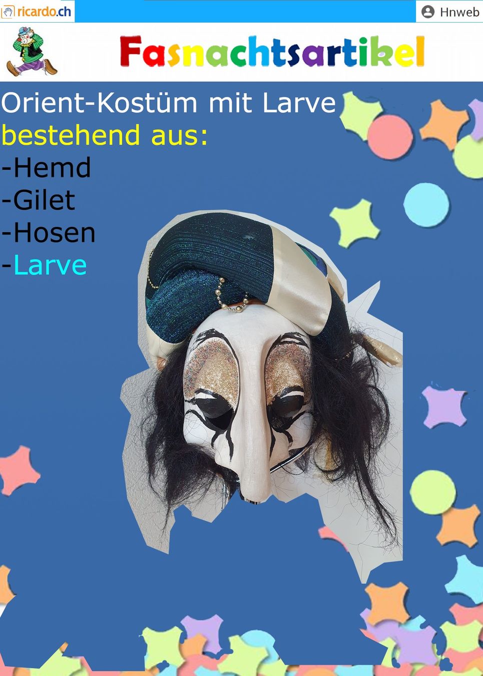 Costumi: Fasnachtskostüm: Orientalische Kostüm – Usato da Kaisten venduto da Hnweb