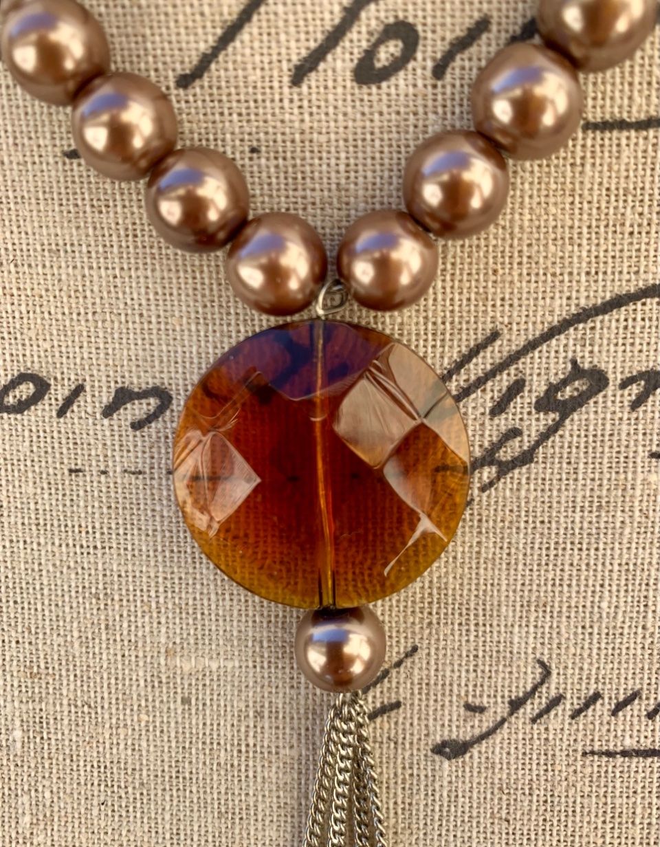 Catenine: Superbe collier LDADPR effet perle et verre brun taillé – Nuovo (secondo la descrizione) da Martigny venduto da only__you 4