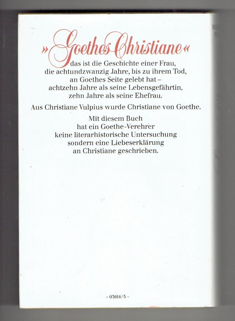 Libri: Goethes Christiane – Usato da Flims - Dorf venduto da Stagediver 1