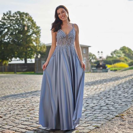 Elegantes Eisblau Abendkleid - Größe 36