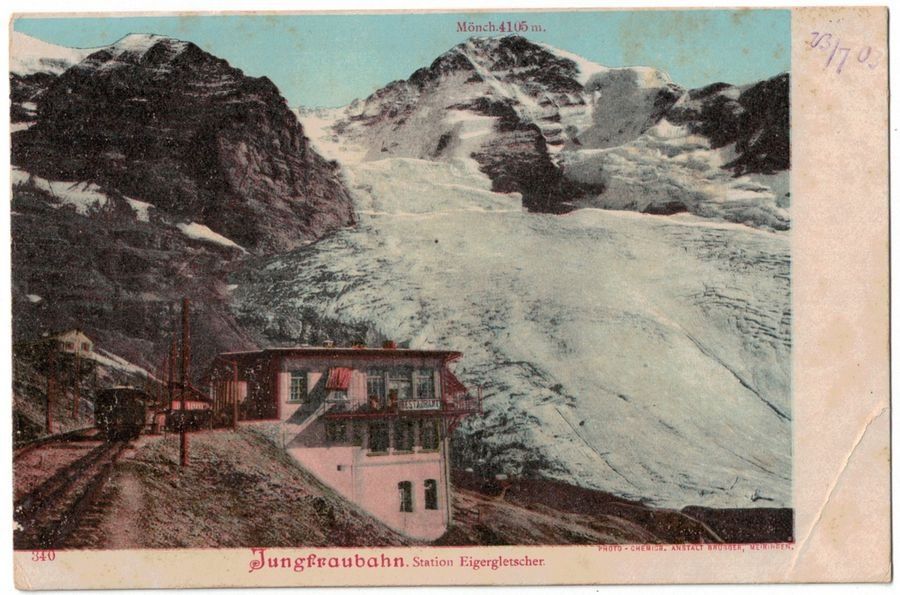 Ansichtskarten: Jungfraubahn, Station Eigergletscher, datiert 1903 – Gebraucht aus Frauenfeld von POML