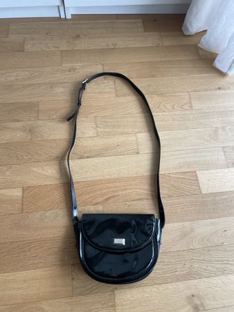 100% original Bally Black Glossy crossbody bag made in Italy