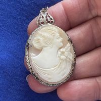 Vintage silber shell Cameo Anhänger